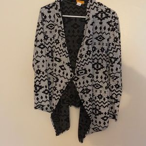 Ruby Rd grey and black asymmetrical cardigan